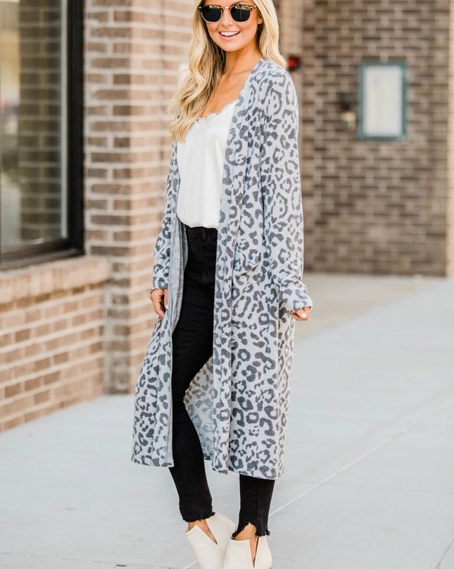 Open Front Leopard Cardigan