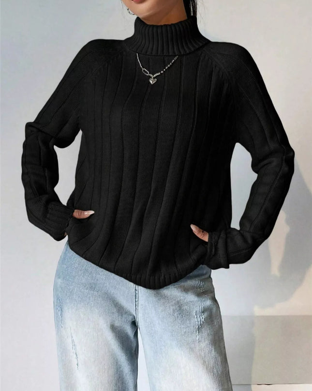Ribbed Turtleneck Long Sleeve Sweater