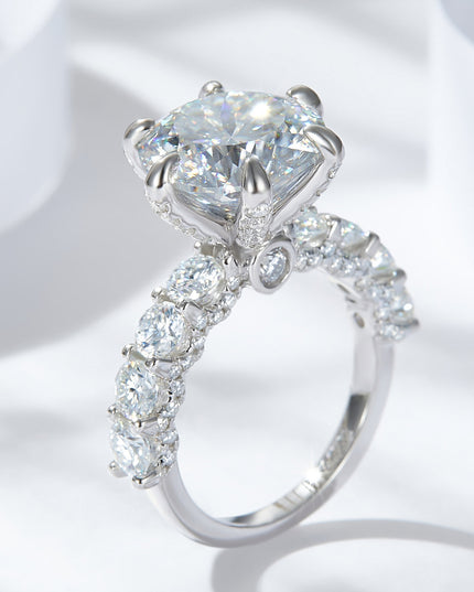 3-Carat Moissanite Platinum-Plated Side Stone Ring Silver