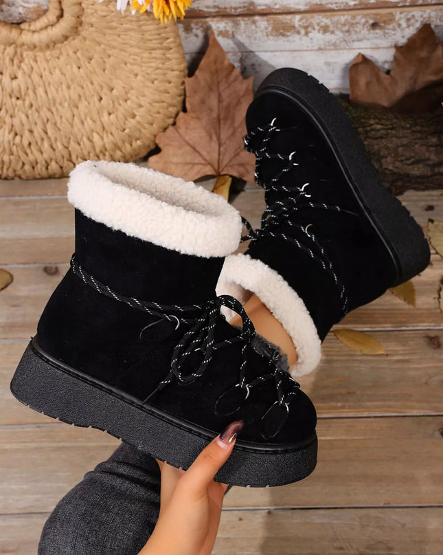 Round Toe Lace Up Platform Boots