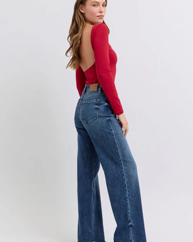 Judy Blue Full Size Raw Hem Mid Rise Jeans