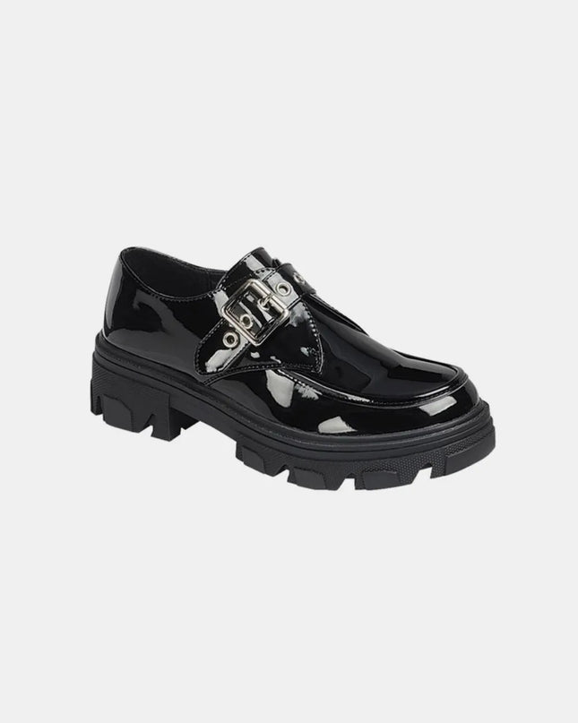 Forever Link Buckled Platform Lug Sole Loafers Black