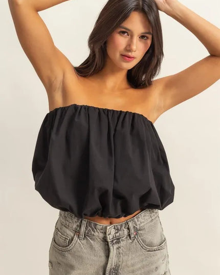 HYFVE Trendy Strapless Bubble Top