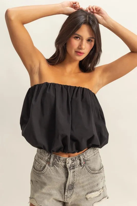 HYFVE Trendy Strapless Bubble Top
