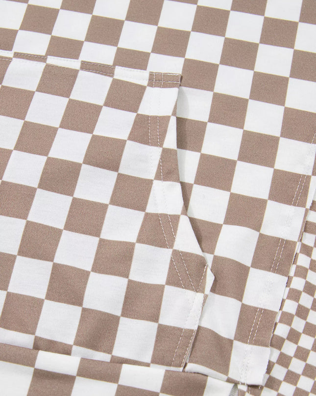 Checkered Pattern Oversized Drawstring Hoodie