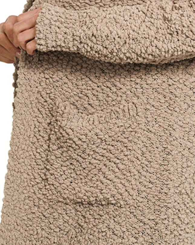 Zenana Long Sleeve Popcorn Sweater Cardigan with Pockets