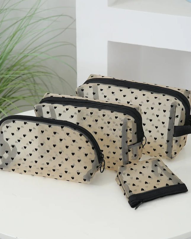 4- Piece Heart Polyester Storage Bag Tan One Size