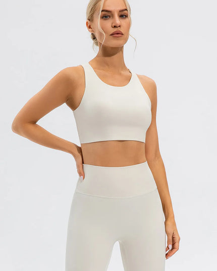 Round Neck Cutout Cropped Active Tank 