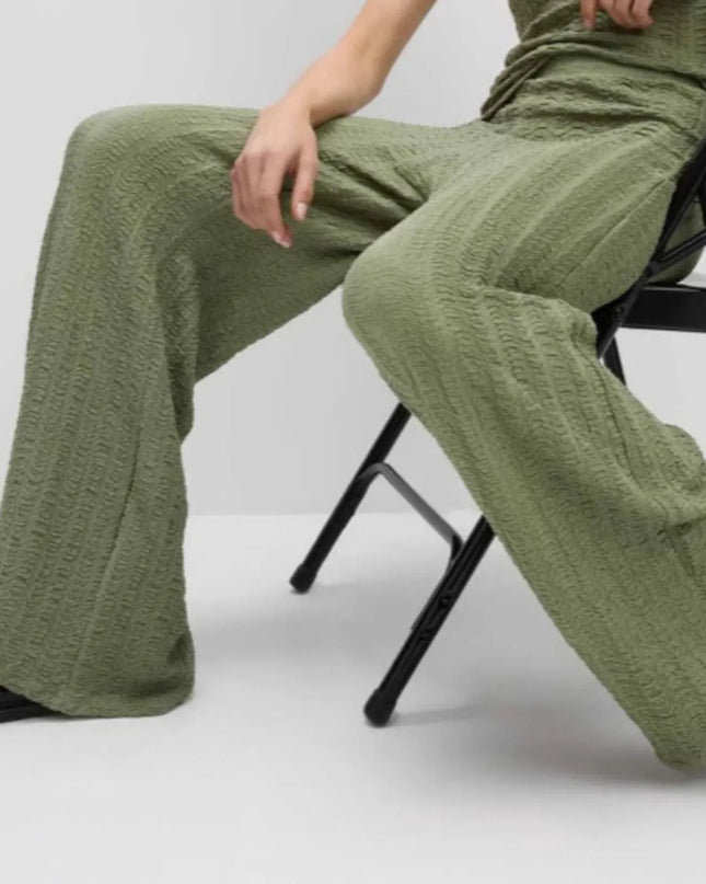 Round Neck Cap Sleeve Top and Pants Set