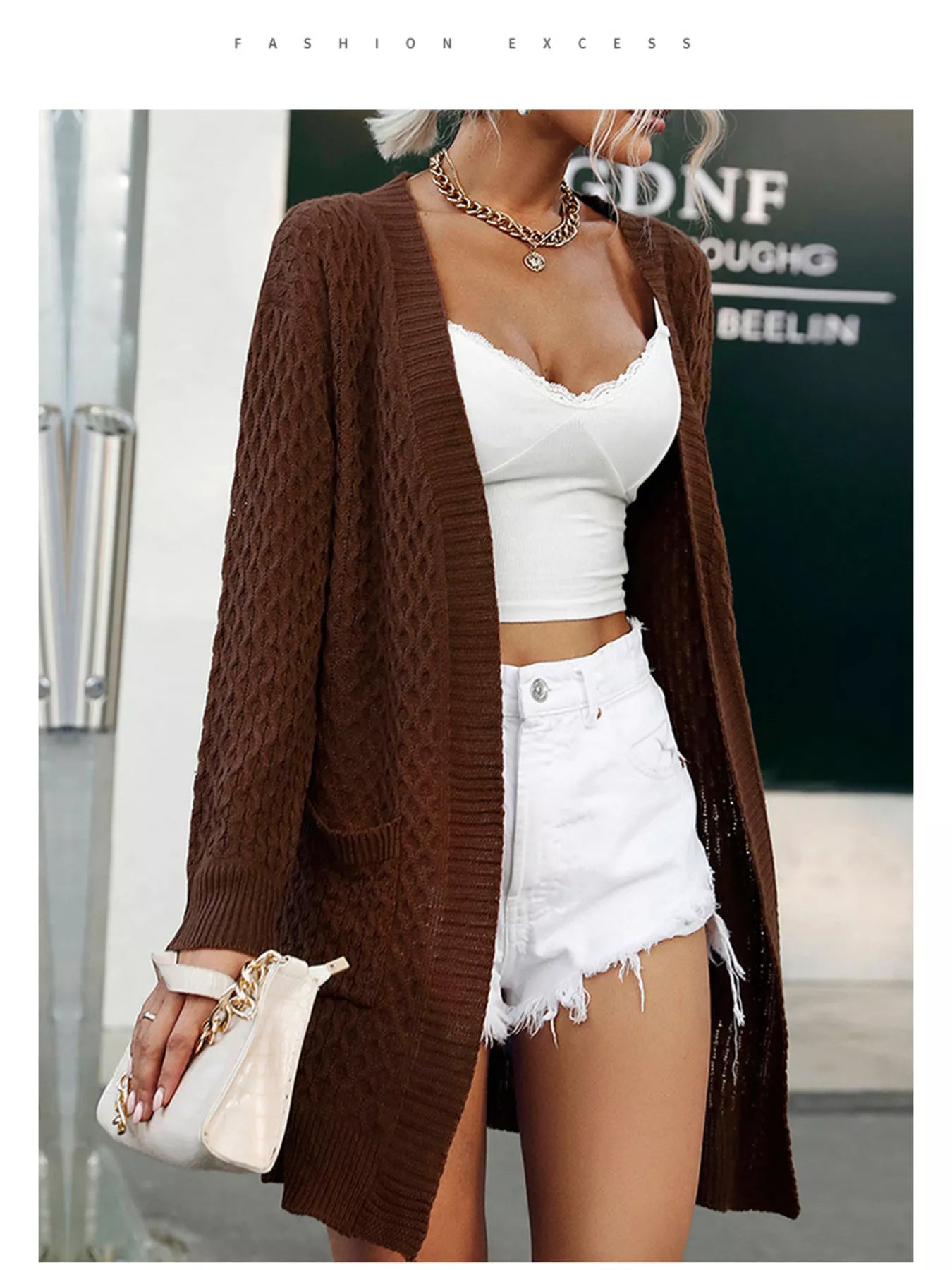 Cable Knit Open Front Cardigan