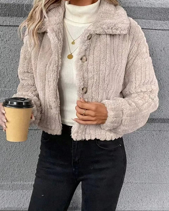 Button Up Long Sleeve Fuzzy Outerwear
