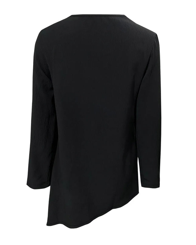 Asymmetrical Neck Long Sleeve Blouse