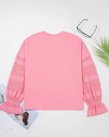 Lace Detail Flounce Sleeve Sweatshirt