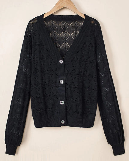 Openwork Button Up Cardigan