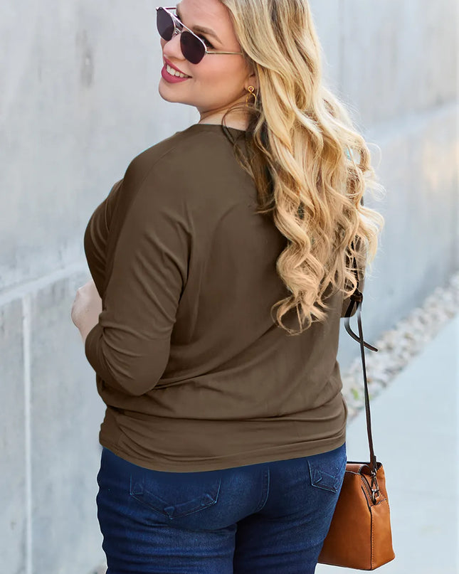 Basic Bae Full Size Round Neck Batwing Sleeve Top