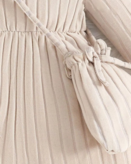 Children's Ribbed Knit Ruffle Trim Dress with Bag