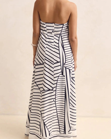 Smocked Printed Tube Maxi Dress