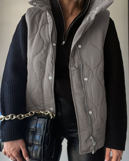 Collared Neck Vest with Pockets