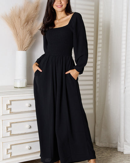 Double Take Square Neck Jumpsuit with Pockets