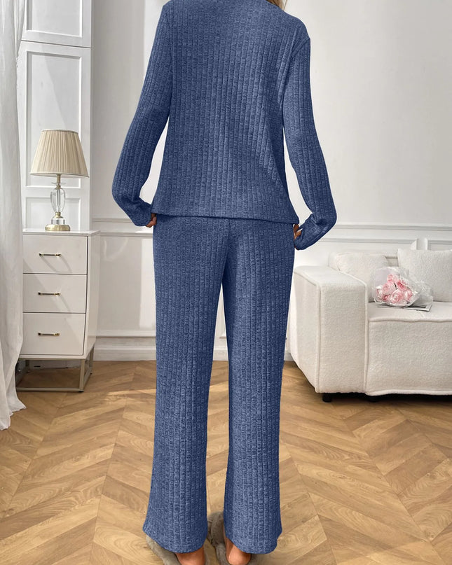 Ribbed Long Sleeve Top and Pants Lounge Set
