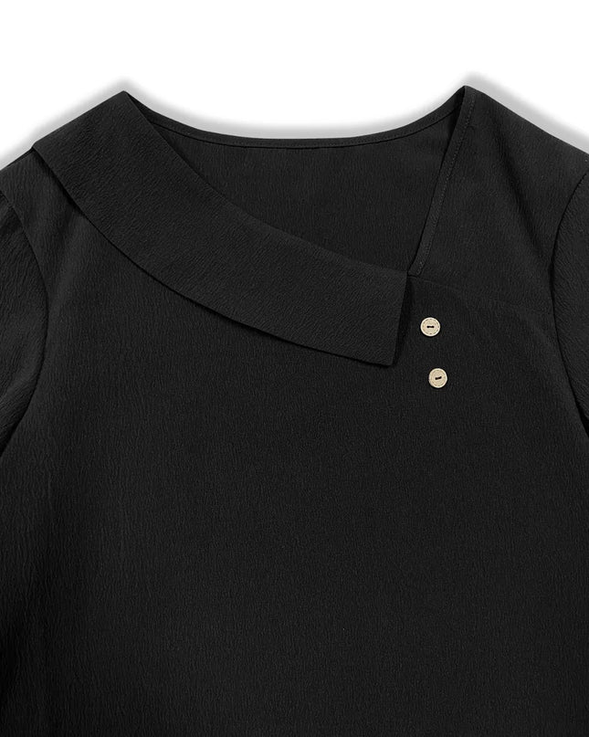 Asymmetrical Neck Long Sleeve Blouse