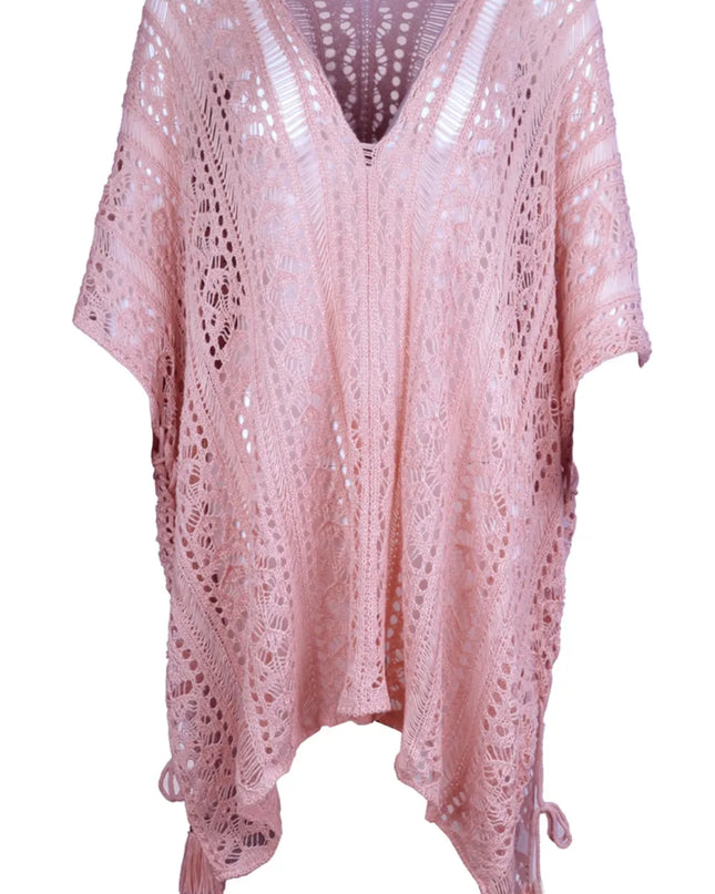 Angel Wings Cutout V-Neck Cover-Up with Tassel 