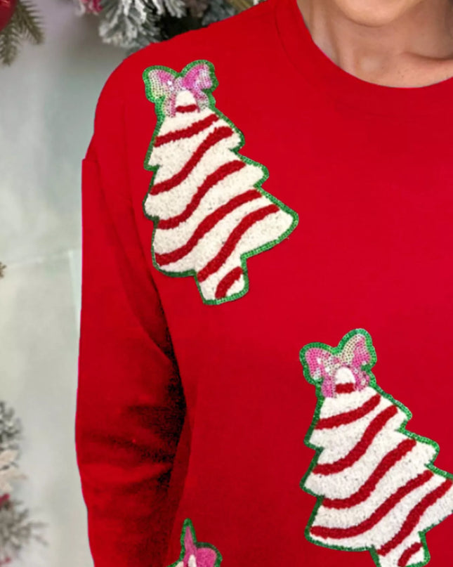 Christmas Tree Sequin Long Sleeve Sweatshirt