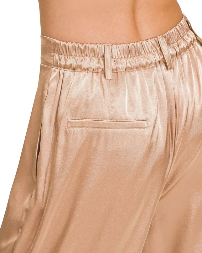 Zenana Wide-Leg Satin Pants