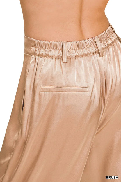 Zenana Wide-Leg Satin Pants