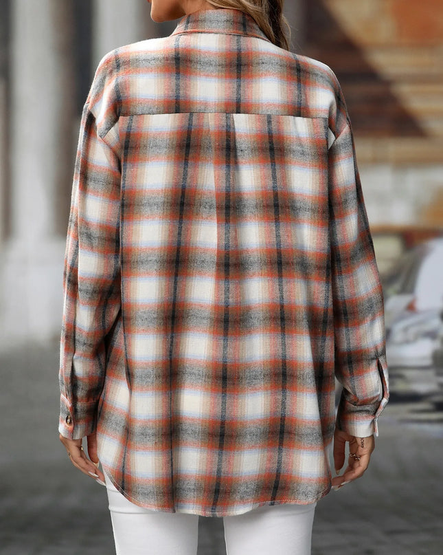Oversized Plaid Button-Up Shirt