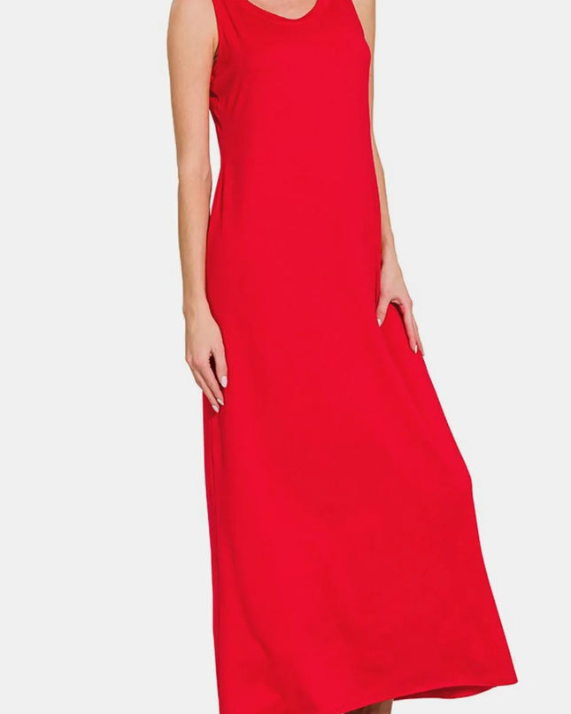 Zenana Scoop Neck Wide Strap Tank Dress