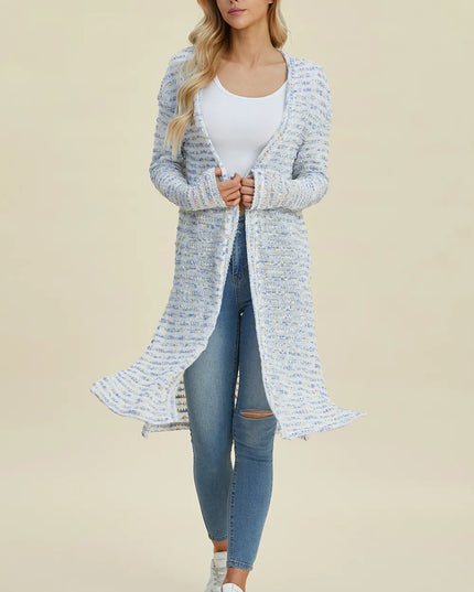 Double Take Full Size Open Front Longline Cardigan 