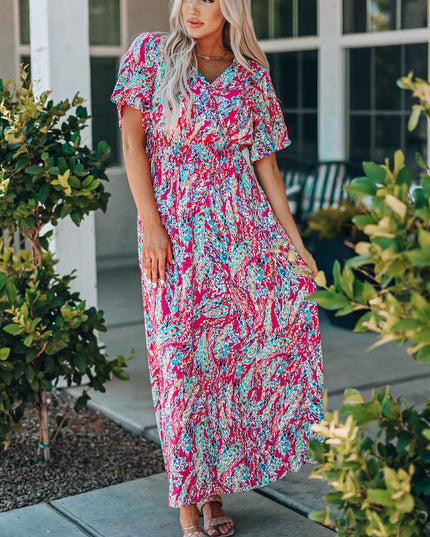 Multicolored V-Neck Maxi Dress