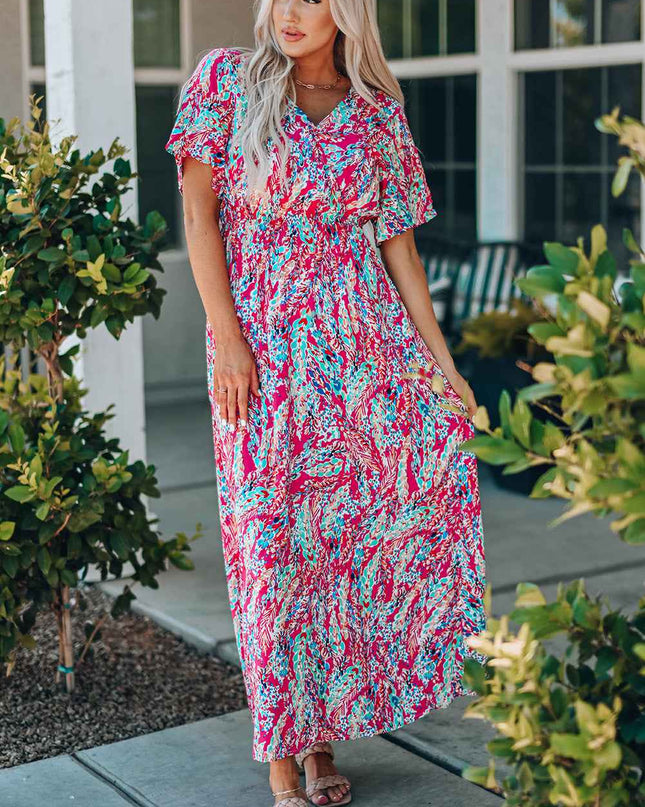 Multicolored V-Neck Maxi Dress