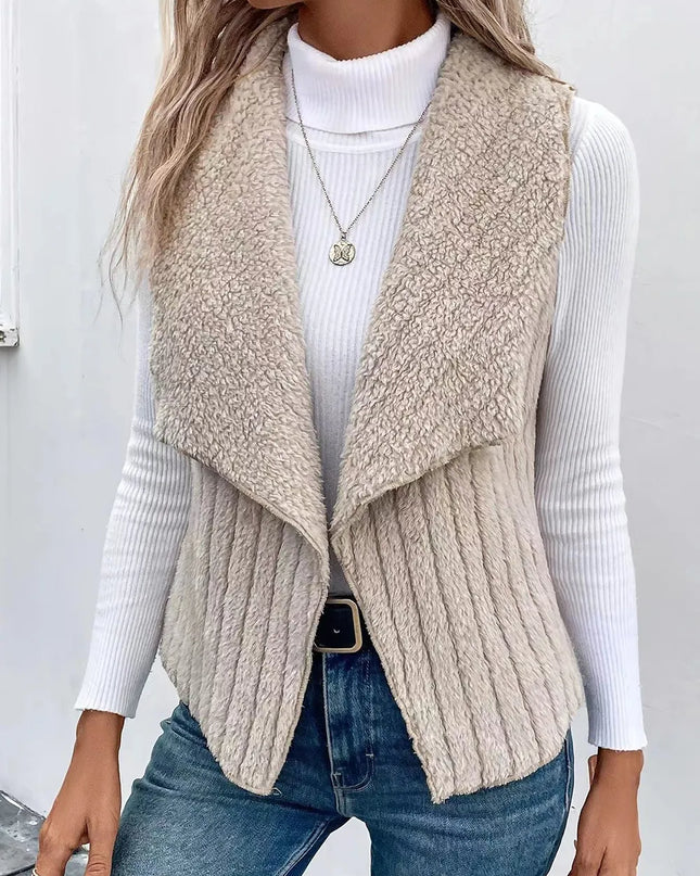 Open Front Fuzzy Vest Coat