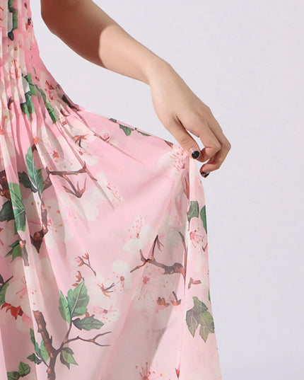 Floral Print Pleated Maxi Dress
