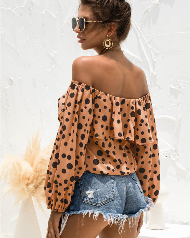 Polka Dot Off-Shoulder Layered Blouse 