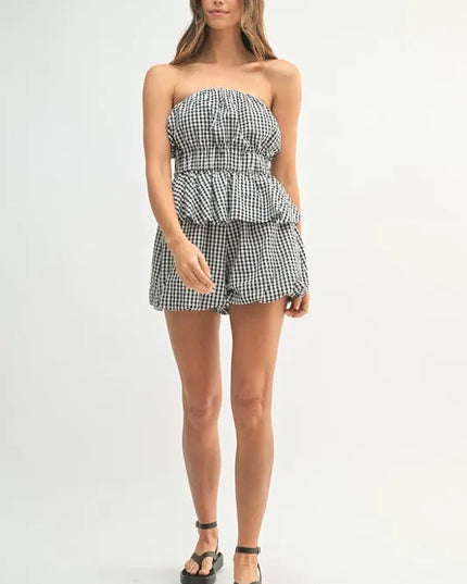 MABLE Gingham Tube Top and Shorts Set