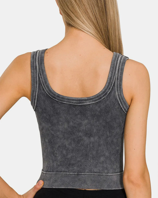 Zenana Washed Scoop Neck Wide Strap Tank