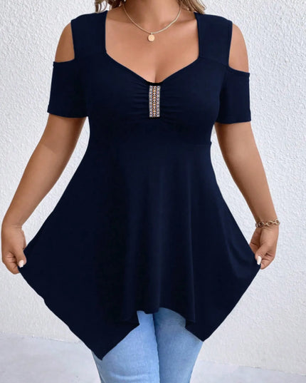 Cold Shoulder Short Sleeve Blouse 
