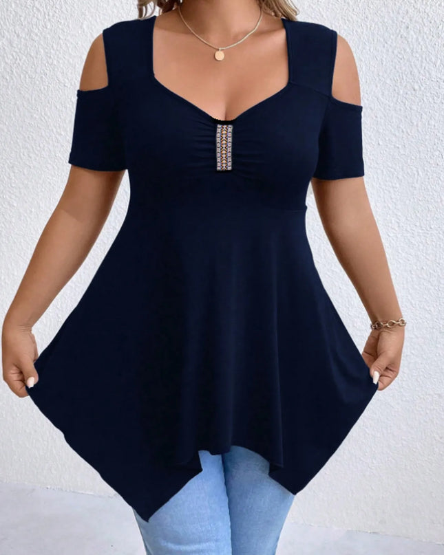 Cold Shoulder Short Sleeve Blouse 