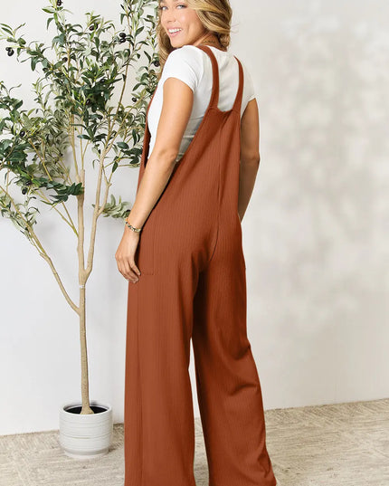 Double Take Full Size Wide Strap Overall with Pockets