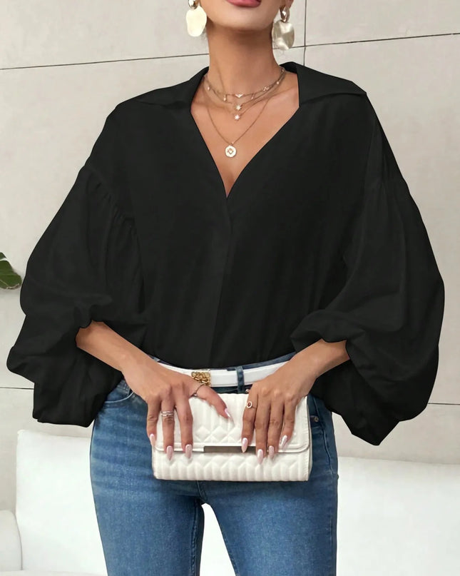 Polka Dot Balloon Sleeve Blouse