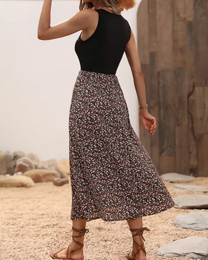 Scoop Neck Wide Strap Printed Dress 