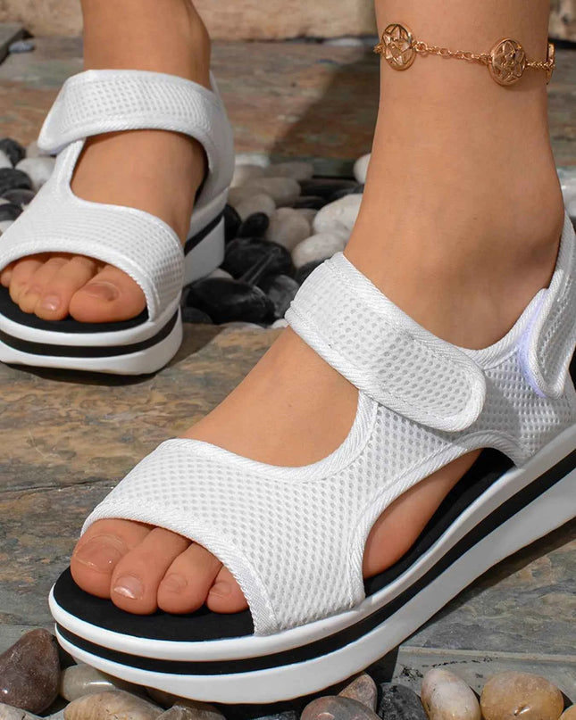 Mesh Platform Cutout Sandals