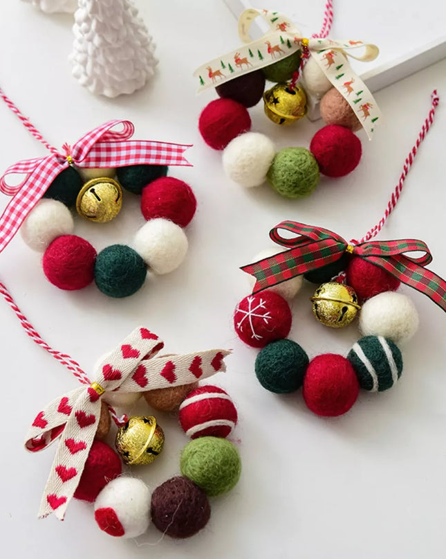Christmas Felt Ball Garland Ornament Style A One Size