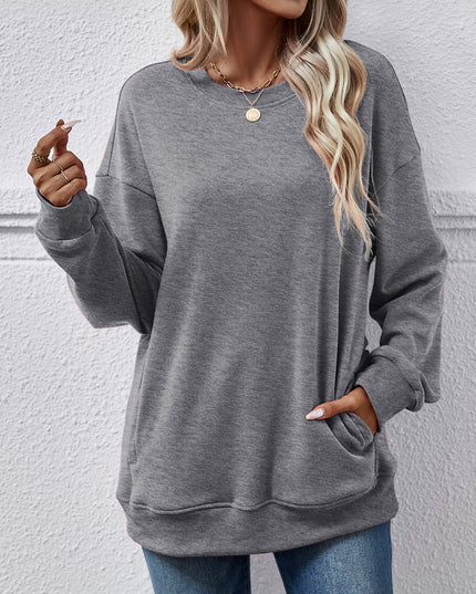 Dropped Shoulder Sweatshirt with Pockets