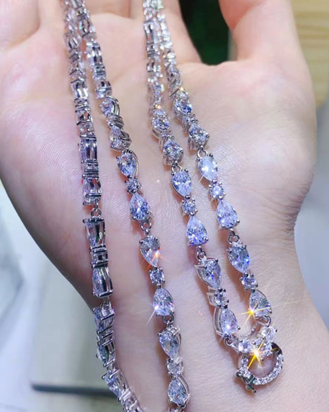 10 Carat Moissanite Teardrop Pendant Platinum-Plated Necklace