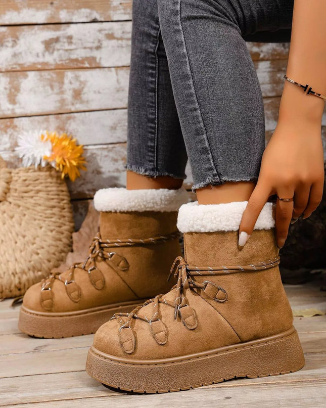 Round Toe Lace Up Platform Boots