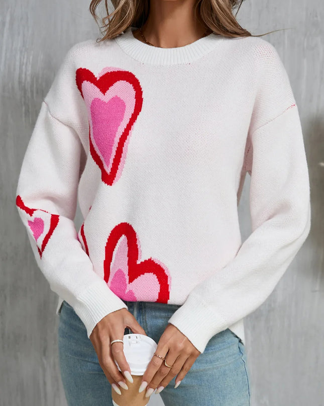 Angel Wings Heart Round Neck Long Sleeve Sweater